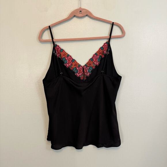 INC International Concepts Sleepwear XXL Floral Embroided Tank Romantic Black - Picture 2 of 6
